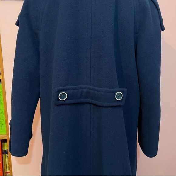 Vintage 1960s Unique Navy Blue and Silver 100% Wool Overcoat - Picture 12 of 16